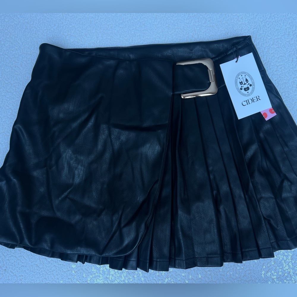 Cider Black Mini Skirt with Buckle